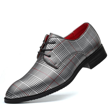 Men's Fashion Business Casual All-match Leather Shoes Lace-up Stripes - HEPSIBAH SHOP