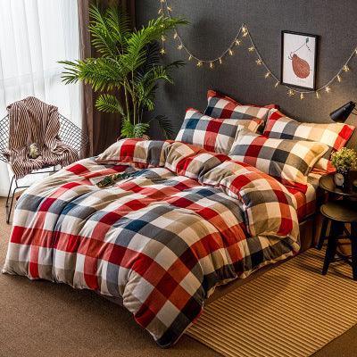 Cotton Plaid Sheet Quilt Cover - HEPSIBAH SHOP