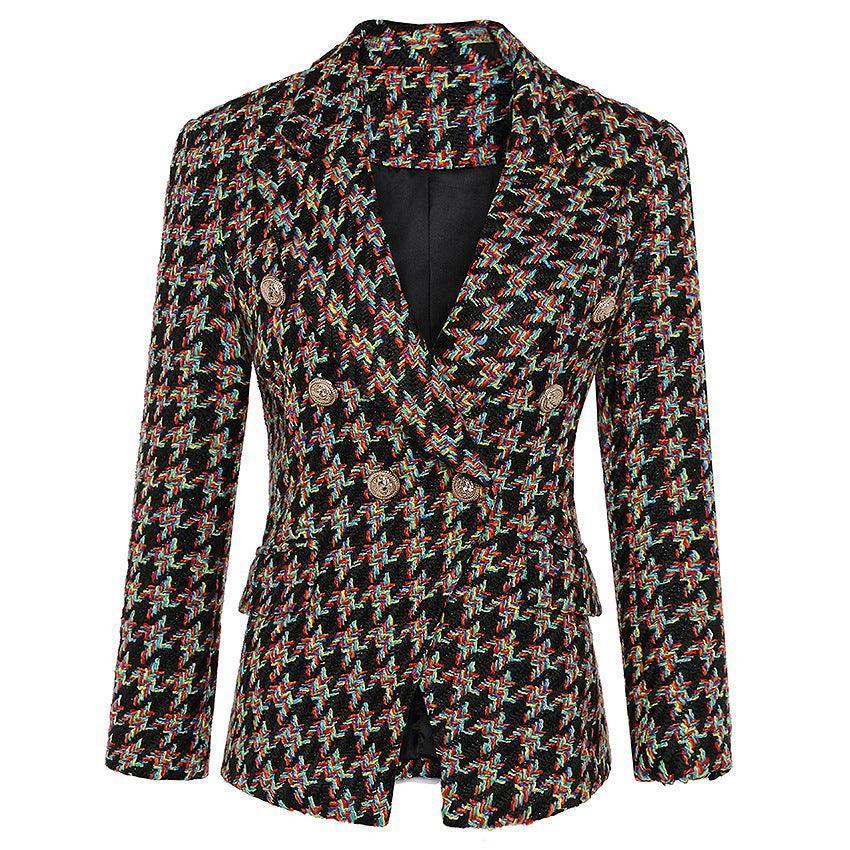 Houndstooth double-breasted tweed suit - HEPSIBAH SHOP