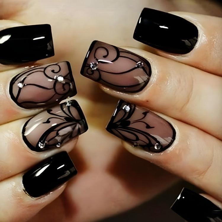 Dark Ins Style Black Vine Wearing Nails And Nails - HEPSIBAH SHOP