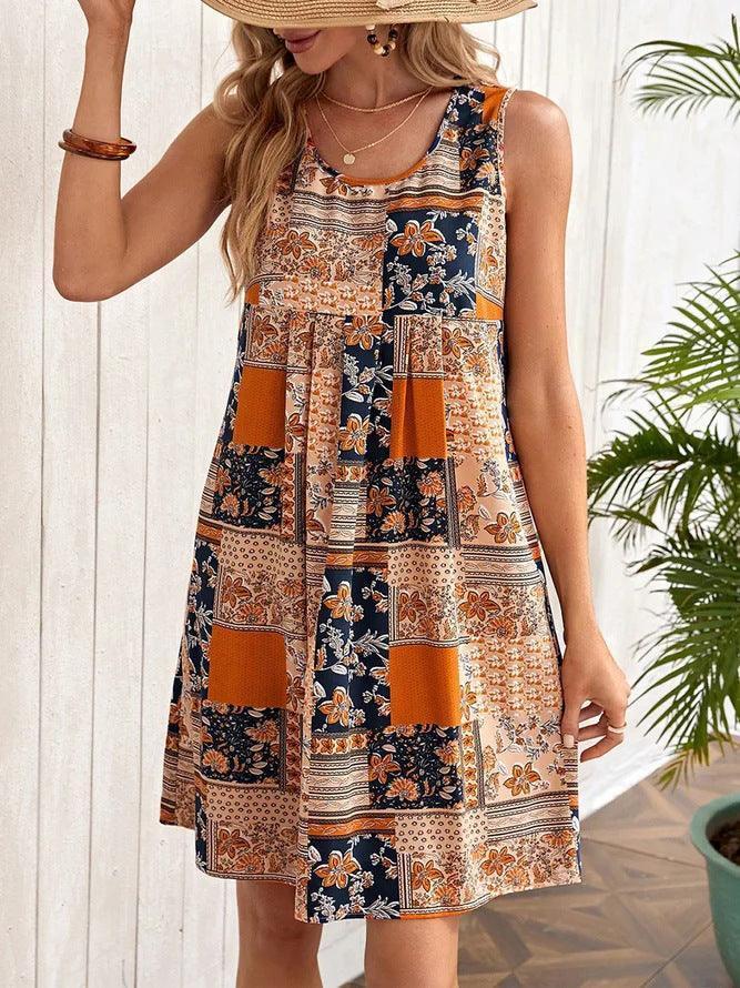 European And American Sleeveless Printed Dress - HEPSIBAH SHOP