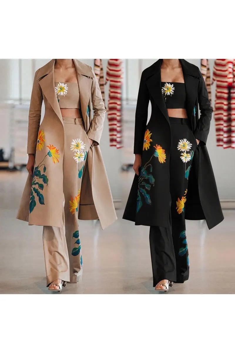 Women's Fashion Long Printed Jacket Set - HEPSIBAH SHOP