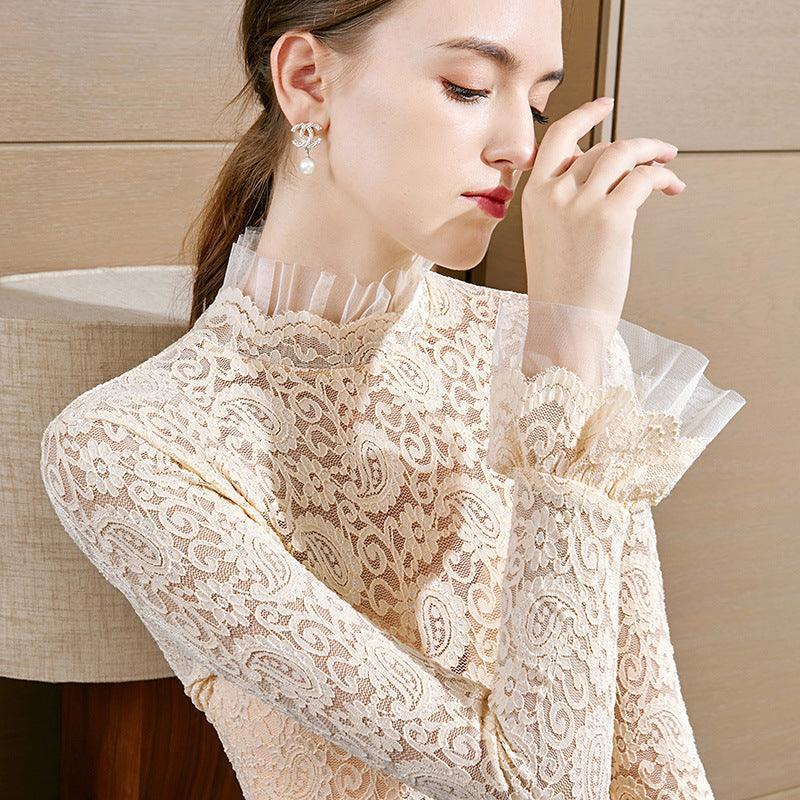 Women's stand-up collar lace bottoming shirt - HEPSIBAH SHOP