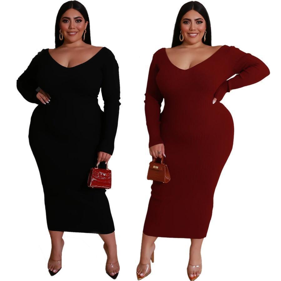 Plus size V-neck dress - HEPSIBAH SHOP