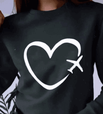 Autumn sweater heart-shaped printed women's top - HEPSIBAH SHOP