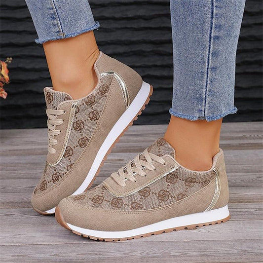 Flower Print Lace-up Sneakers Casual Fashion Lightweight Breathable Walking Running Sports Shoes Women Flats - HEPSIBAH SHOP