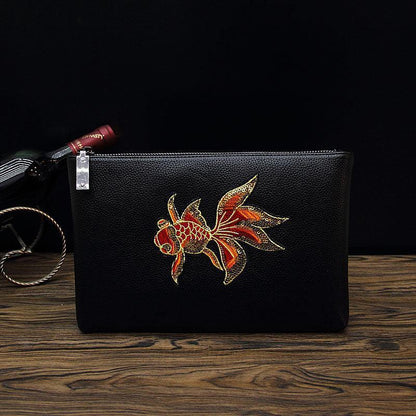 Bee Embroidered Men's Handheld Envelope Bag - HEPSIBAH SHOP