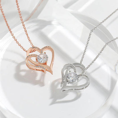 Zircon Double Love Necklace With Rhinestones - HEPSIBAH SHOP