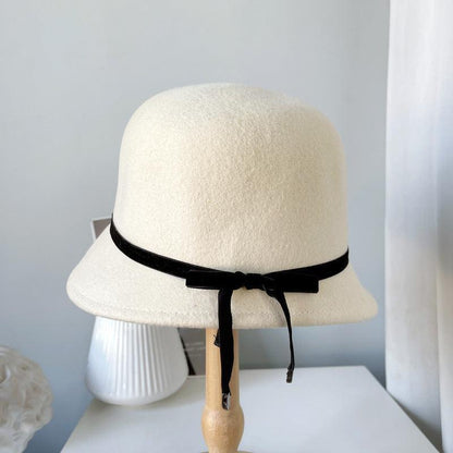 Wool Felt Hats Fine Bow Ladies - HEPSIBAH SHOP