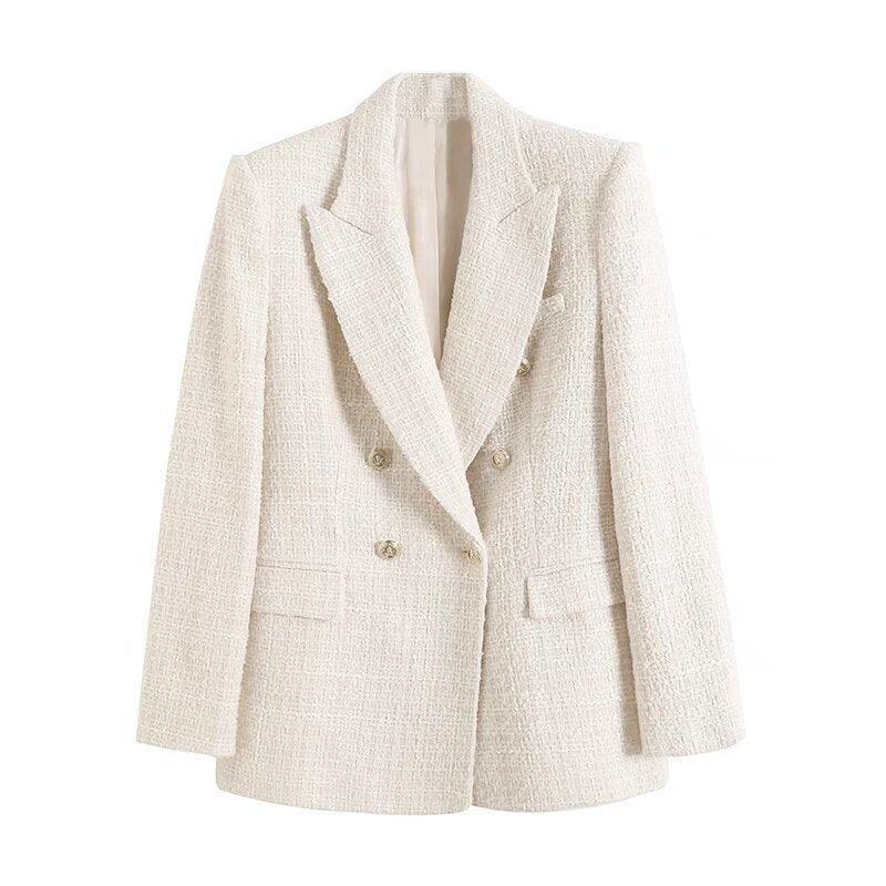 Textured Double-breasted Blazer - HEPSIBAH SHOP