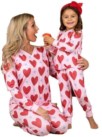 Valentine's Day Heart Printing Leisure Pajamas Pajamas Parent-child Suit