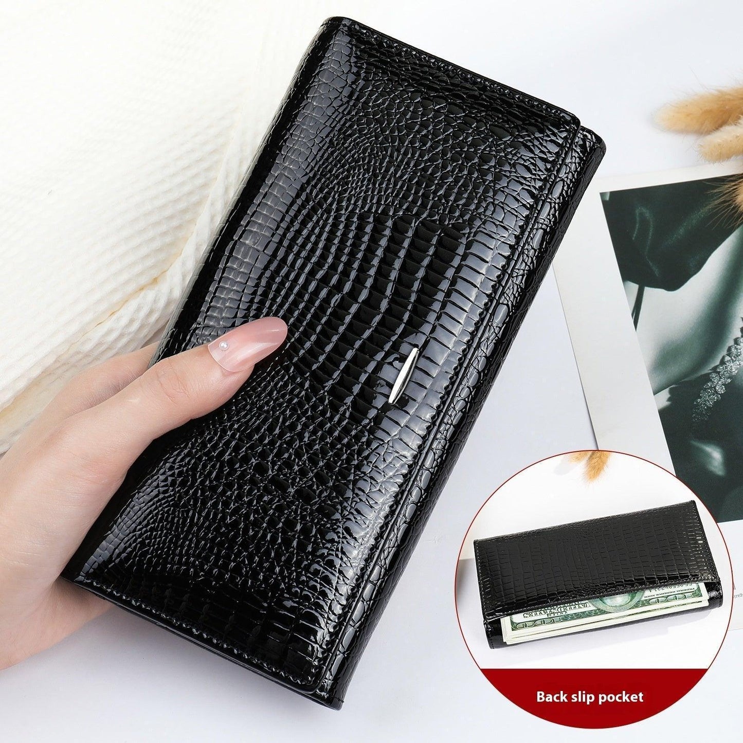 Women's Long Genuine Leather Cowhide Wallet - HEPSIBAH SHOP