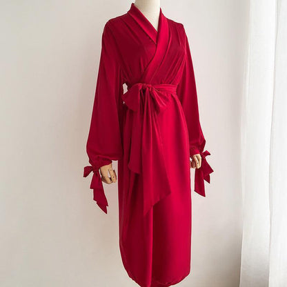 Mid-Length Ice Silk French Dressing Gown - HEPSIBAH SHOP