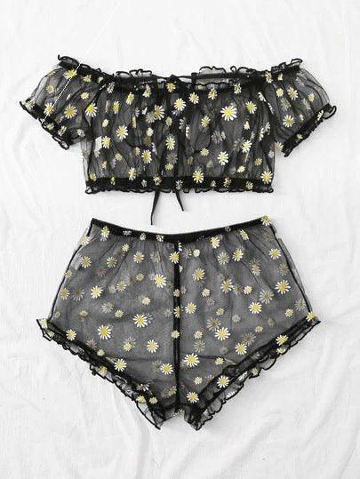 Women's Mesh Printed Lingerie Set - HEPSIBAH SHOP