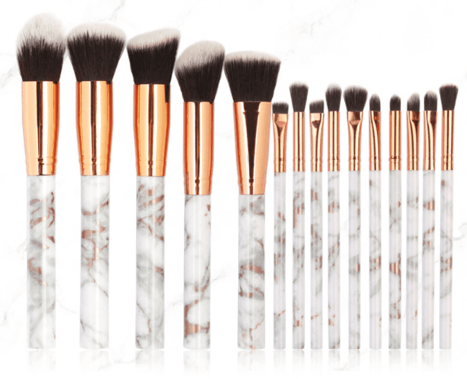 Set of 15 marbling makeup brushes - HEPSIBAH SHOP