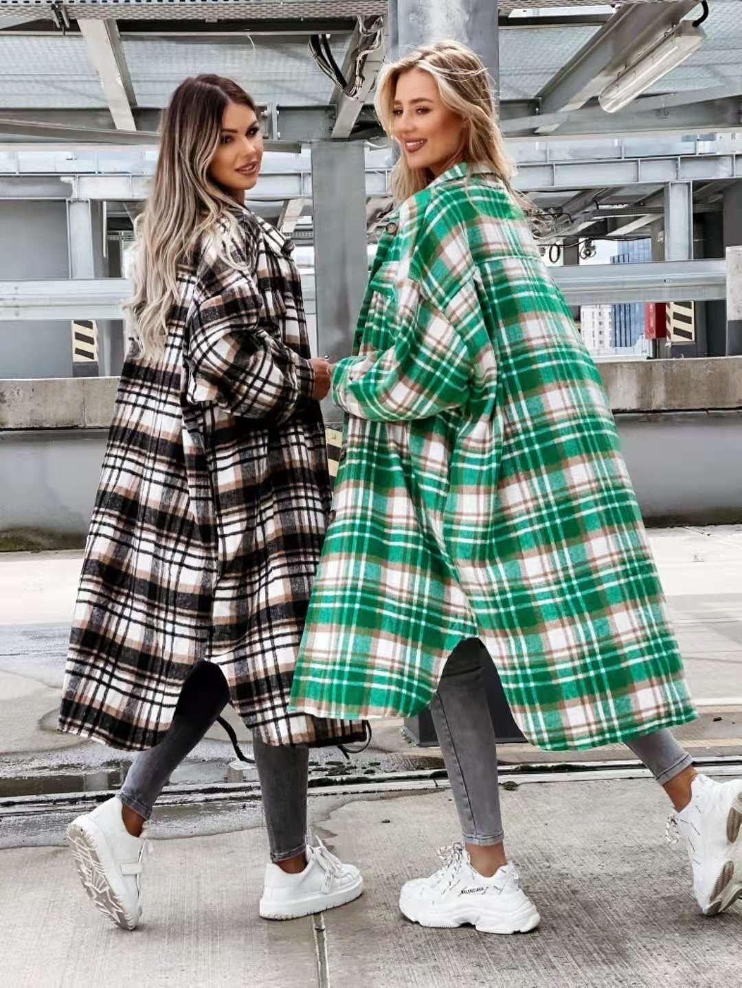 New Style Lengthened Plaid Shirt Jacket Women's - HEPSIBAH SHOP