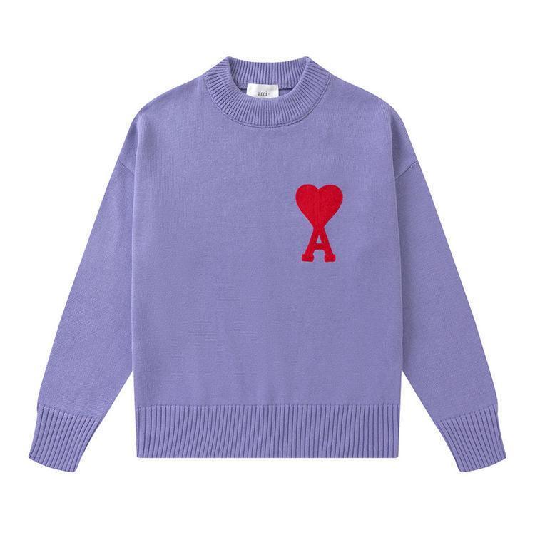 Heart Letter Embroidered Crew Neck Pullover Sweater - HEPSIBAH SHOP