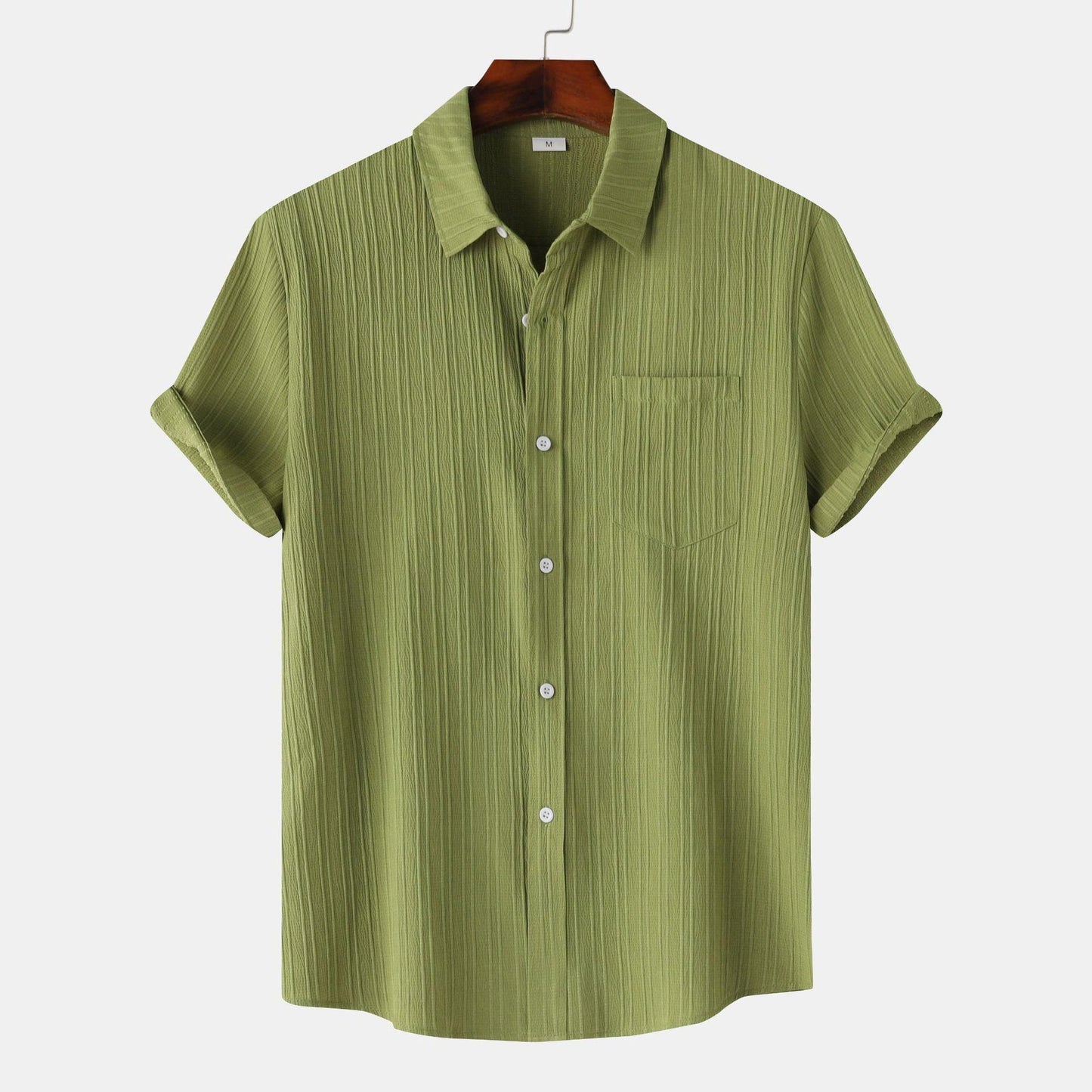 Men's Solid Color Polo Collar Short Sleeve Shirt - HEPSIBAH SHOP