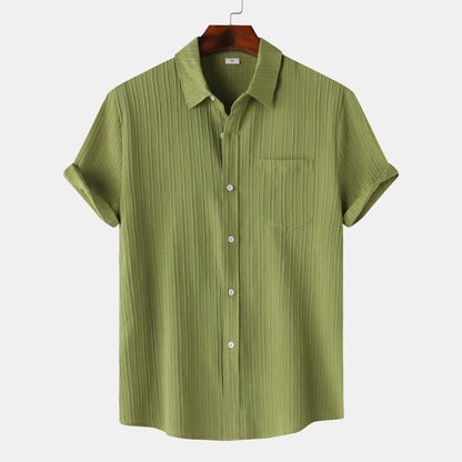 Men's Solid Color Polo Collar Short Sleeve Shirt - HEPSIBAH SHOP