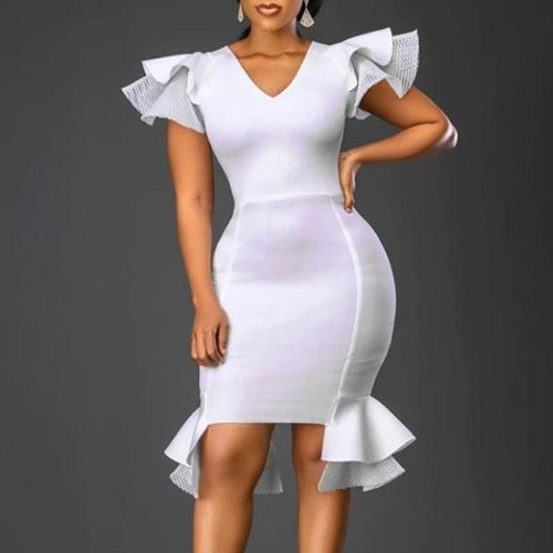 Plus Size Slim White Party Evening Gown - HEPSIBAH SHOP