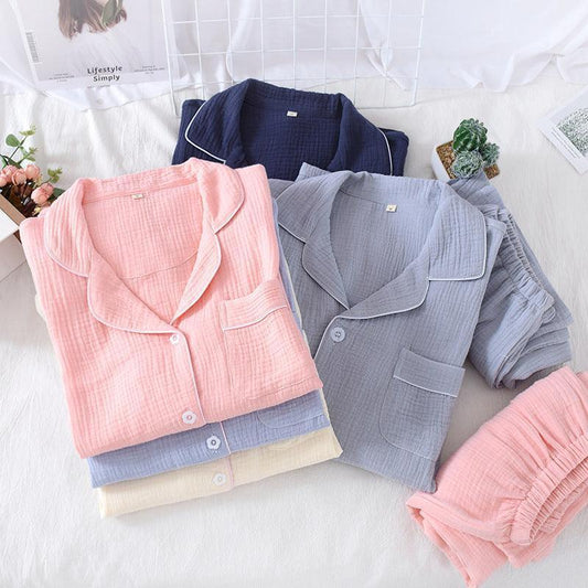 Solid color crepe loose pajamas