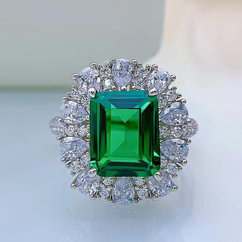 Women's Silver Emerald Rhinestone Ring - HEPSIBAH SHOP