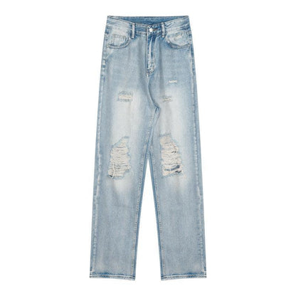 Light Blue Shredded Vertical Leg Jeans - HEPSIBAH SHOP