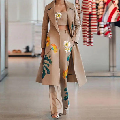 Women's Fashion Long Printed Jacket Set - HEPSIBAH SHOP