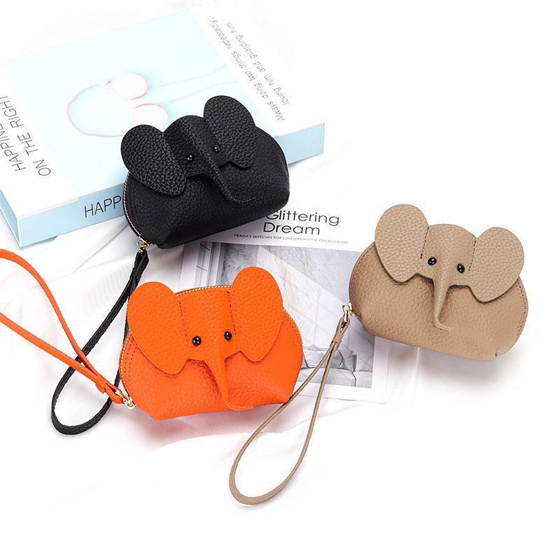 Cute Coin Purse Leather Cartoon Elephant - HEPSIBAH SHOP