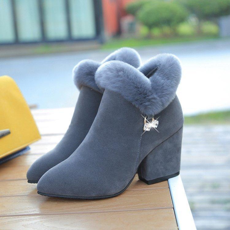 Fashion rabbit fur high heels - HEPSIBAH SHOP