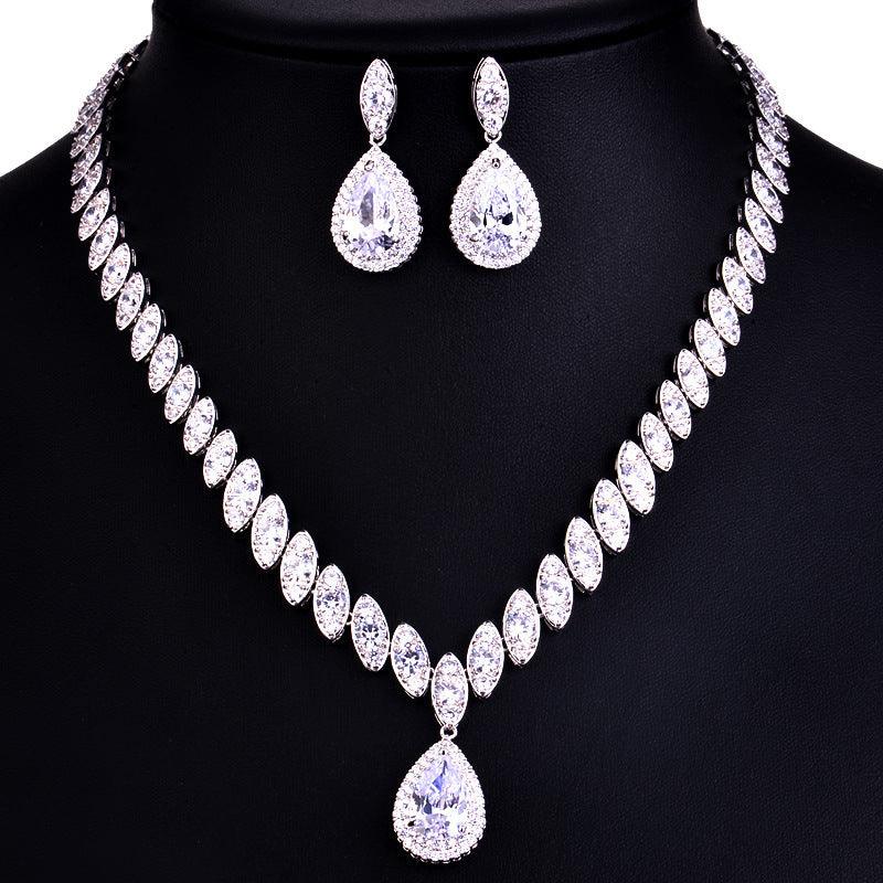 Korean Foreign Trade In Europe And America Two Piece AAA Zircon Jewelry Set