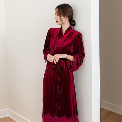 Velvet Morning & Night Gown Two-piece Set - HEPSIBAH SHOP