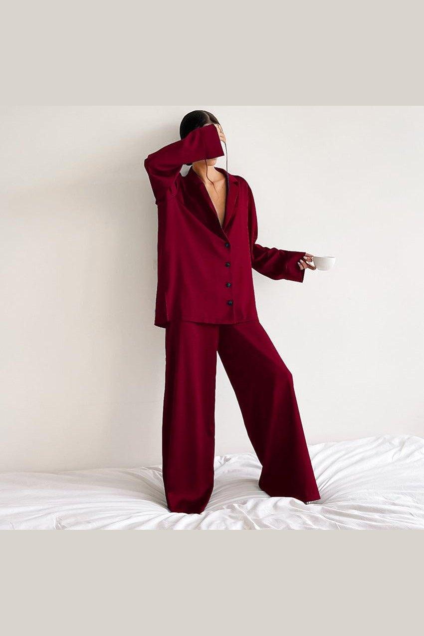 Women's Home  Silk Pure Color Pajamas