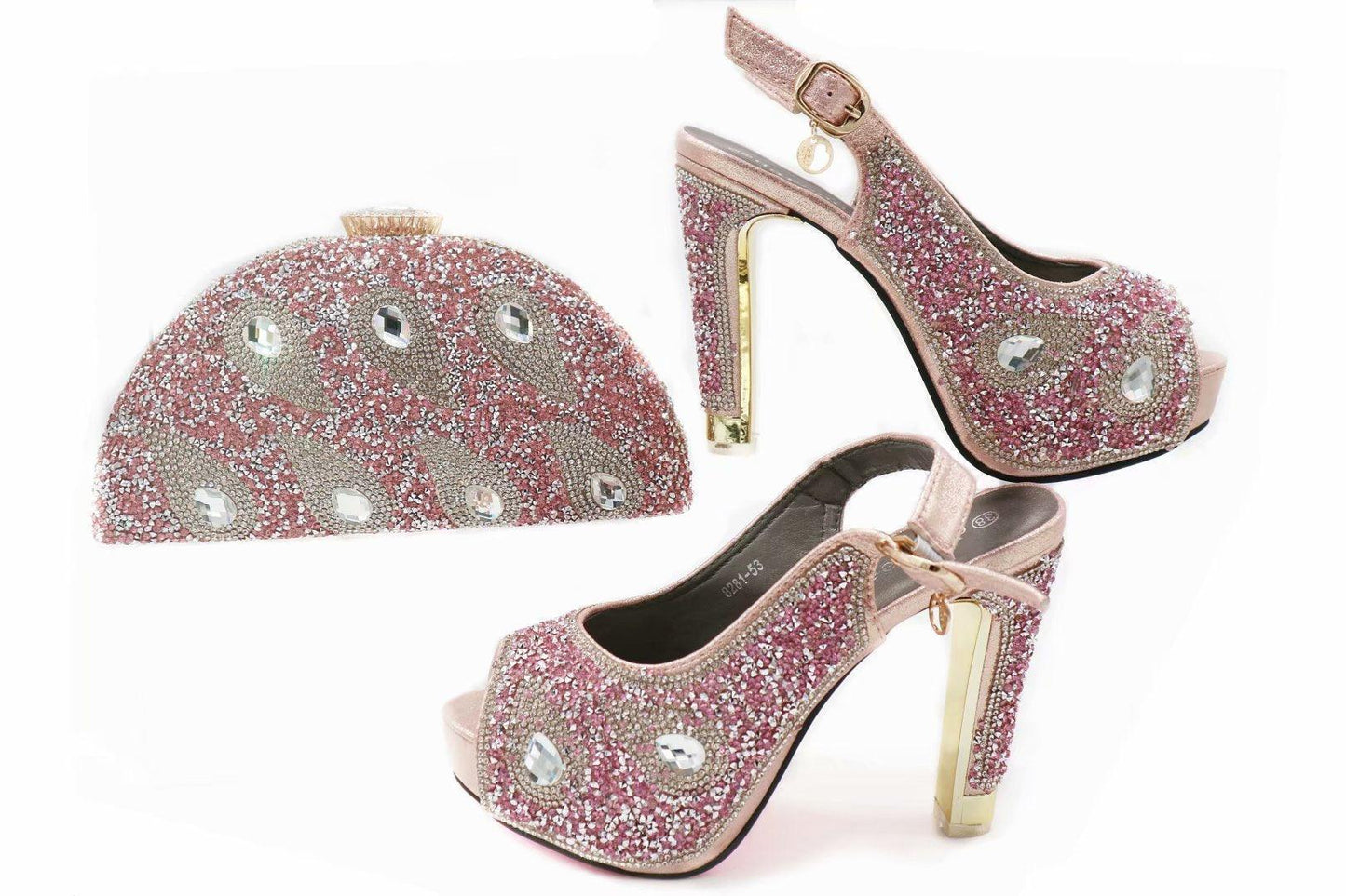 Burgundy Stiletto High Heels Fish Mouth Shoes With Rhinestones - HEPSIBAH SHOP