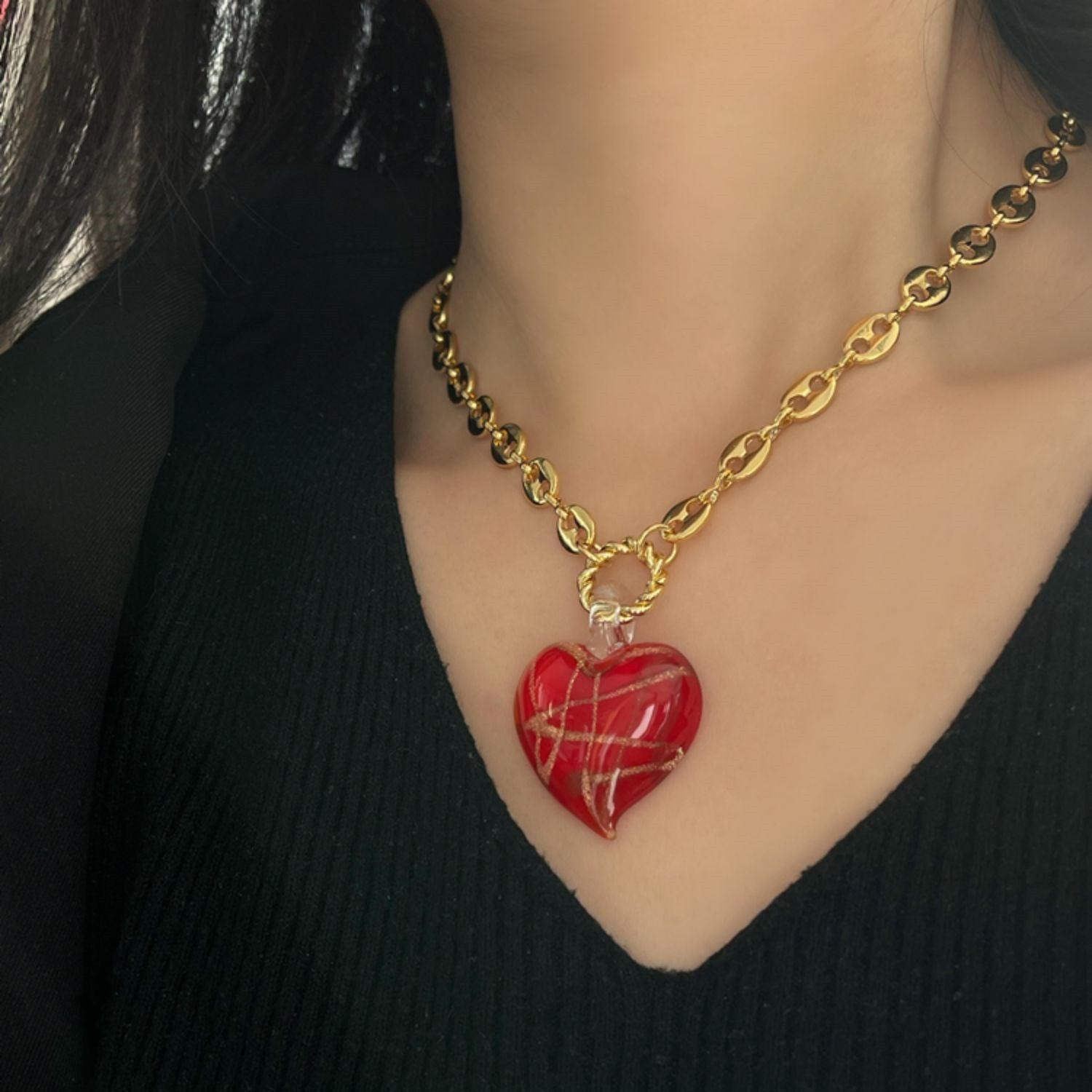 Women's Fashion Red Heart Necklace - HEPSIBAH SHOP