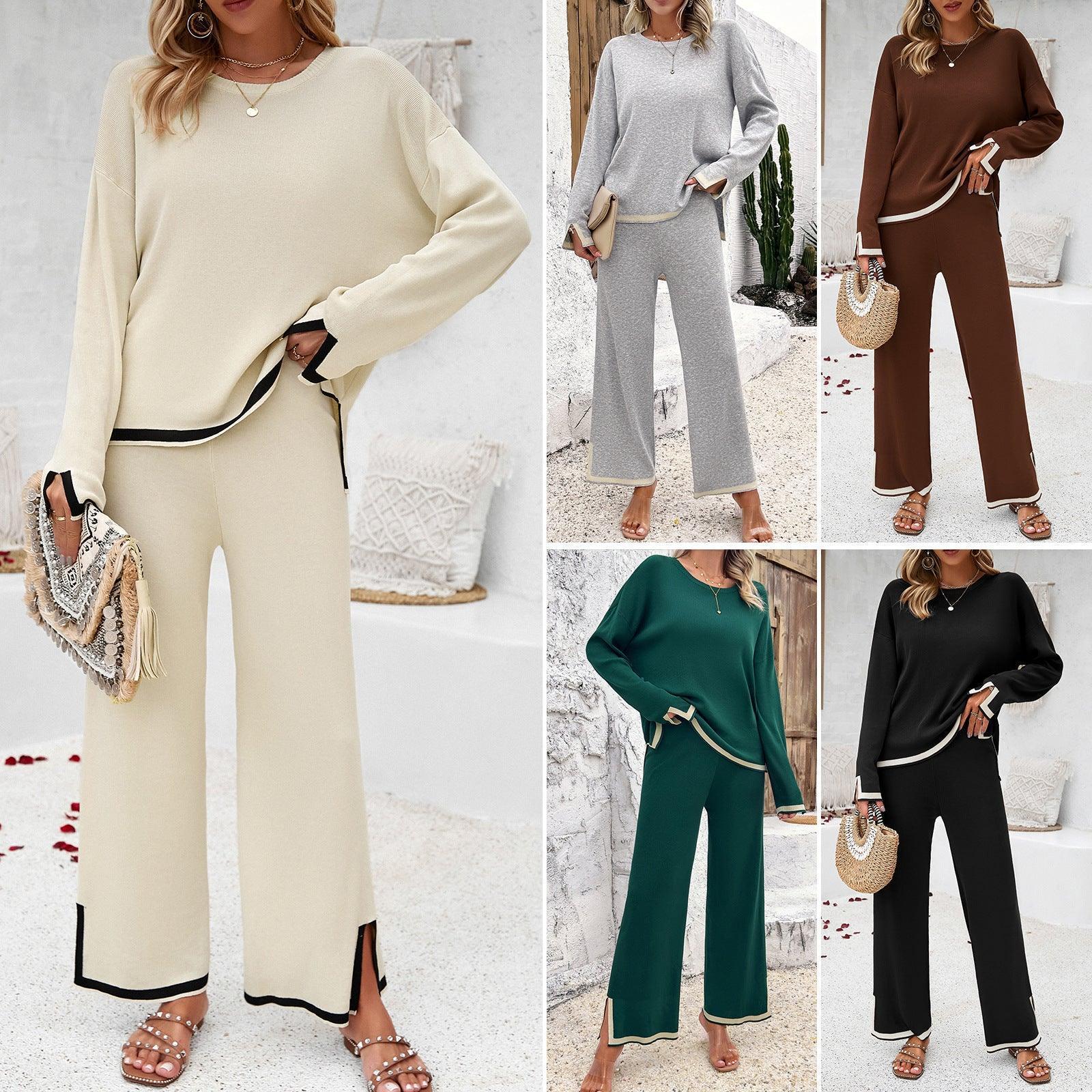 Women's Knitted Solid Color Long-sleeve Suit - HEPSIBAH SHOP