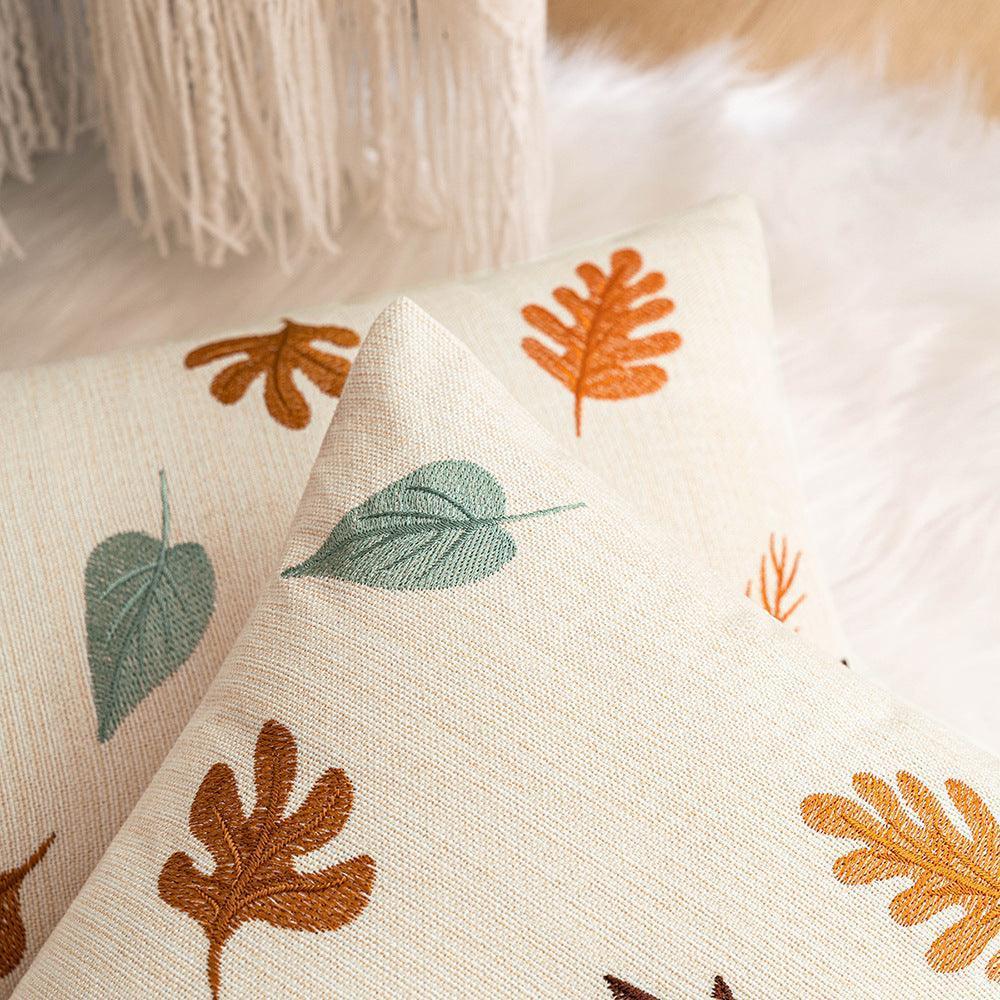 Autumn Maple Leaf Pumpkin Embroidered Cushion Living Room Sofa Cushion Pillowcase