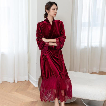 Velvet Morning & Night Gown Two-piece Set - HEPSIBAH SHOP