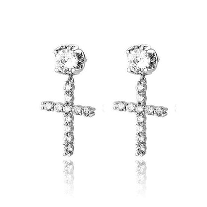 New Hot Sale Hip Hop Big Zircon Cross Stud Earrings - HEPSIBAH SHOP