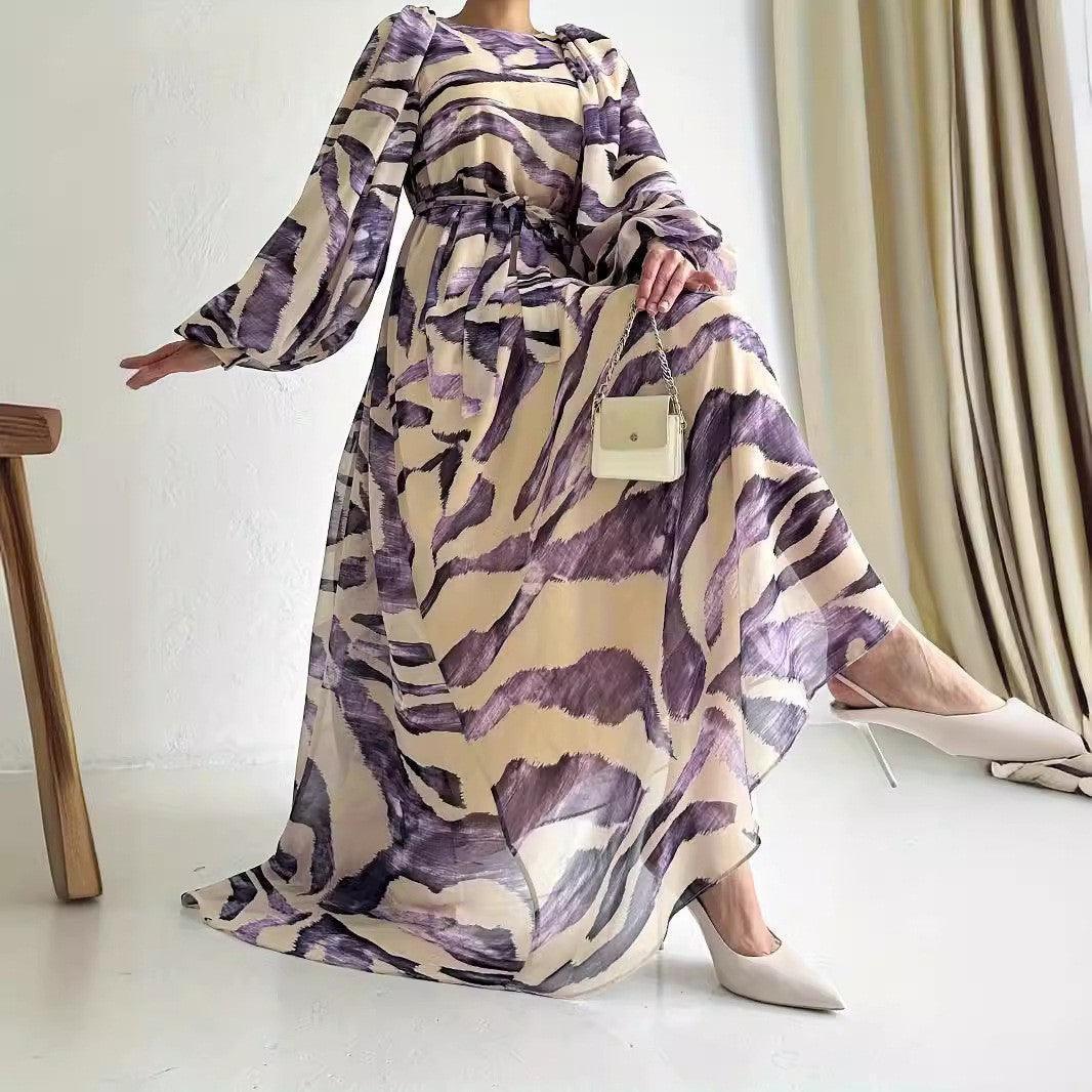 Chiffon Printed Long Elegant Dress - HEPSIBAH SHOP