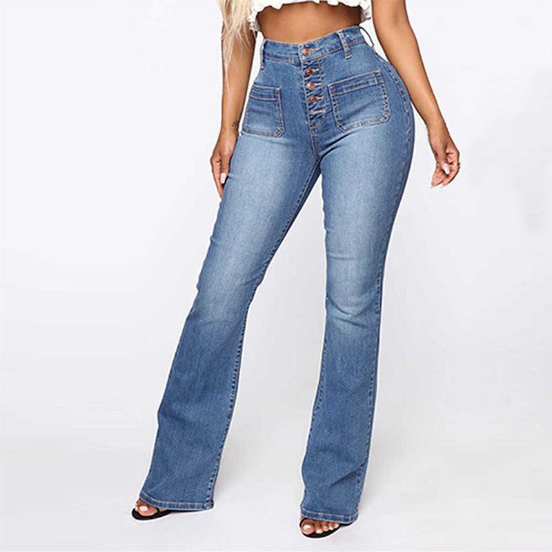 Plus Size Ladies High Waist Denim Trousers - HEPSIBAH SHOP