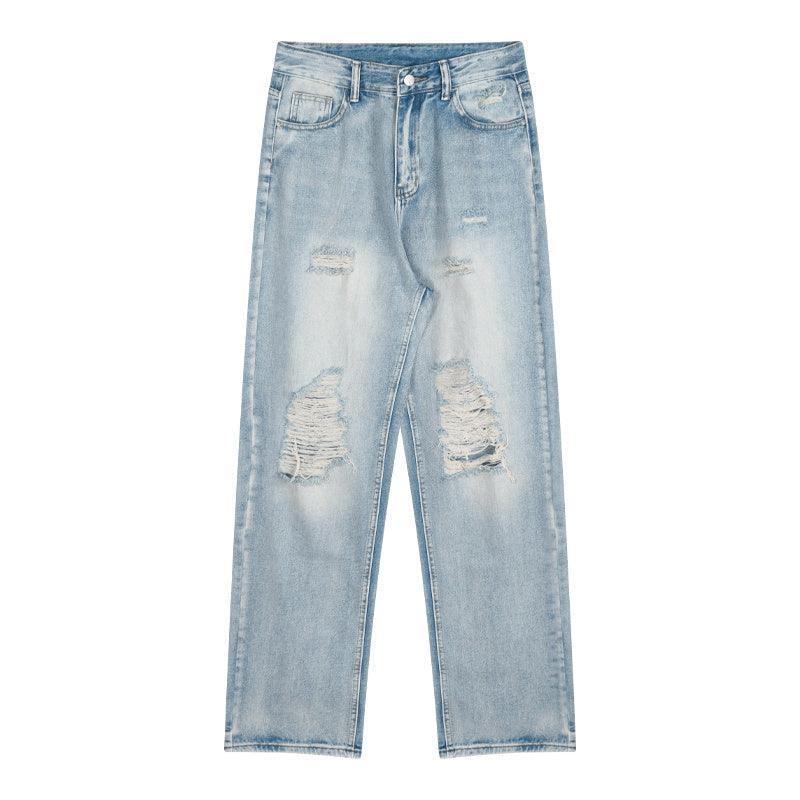 Light Blue Shredded Vertical Leg Jeans - HEPSIBAH SHOP