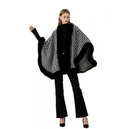 Tweed Shawl Scarf Cape Coat Women - HEPSIBAH SHOP