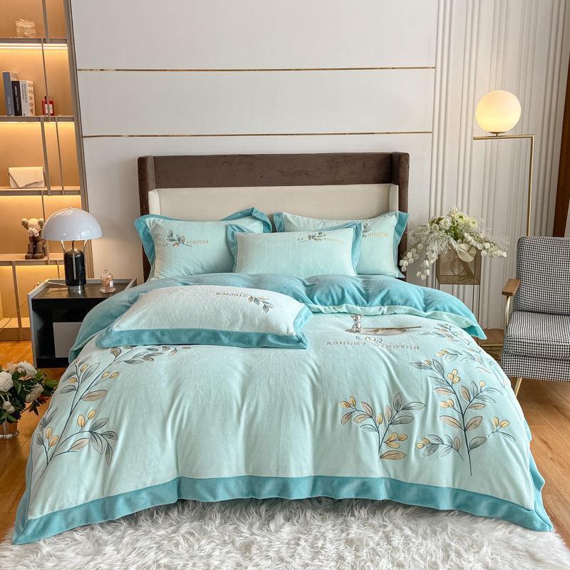 Four Sets Of Milk Velvet Embroidery Bedset - HEPSIBAH SHOP