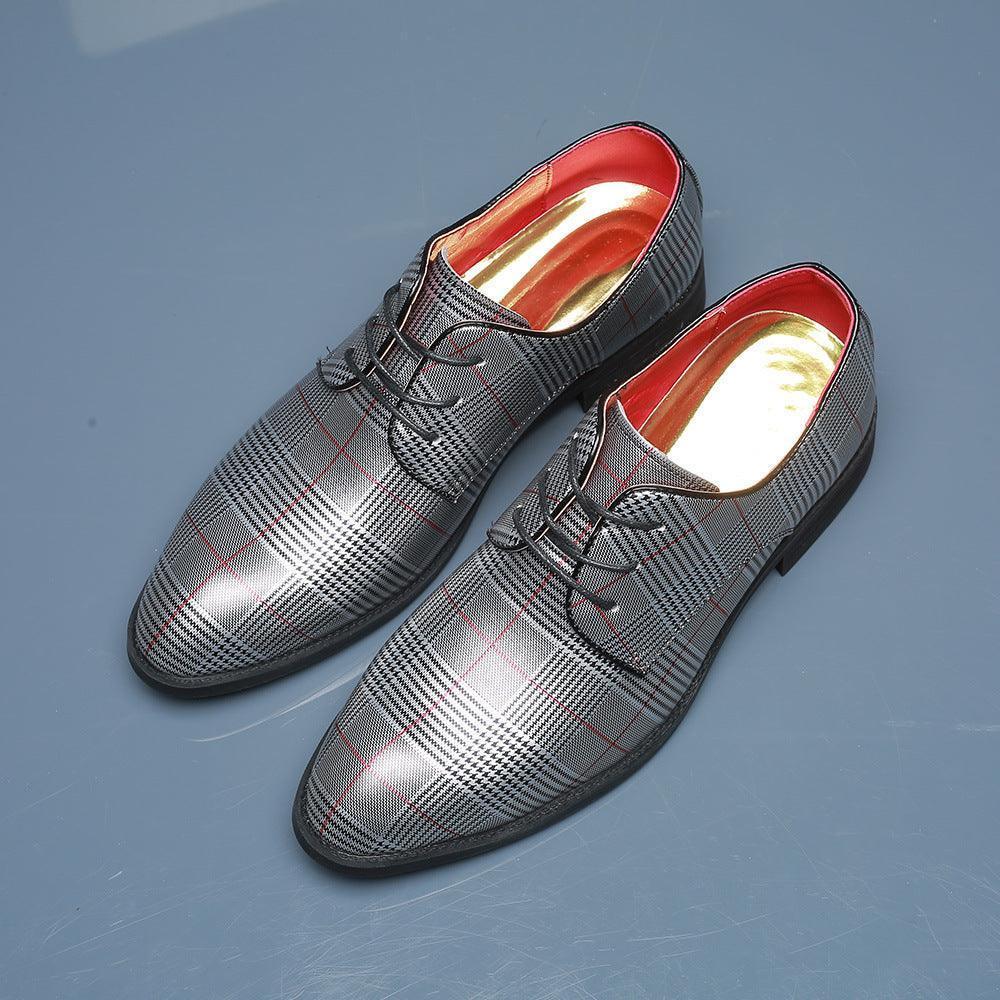 Men's Fashion Business Casual All-match Leather Shoes Lace-up Stripes - HEPSIBAH SHOP