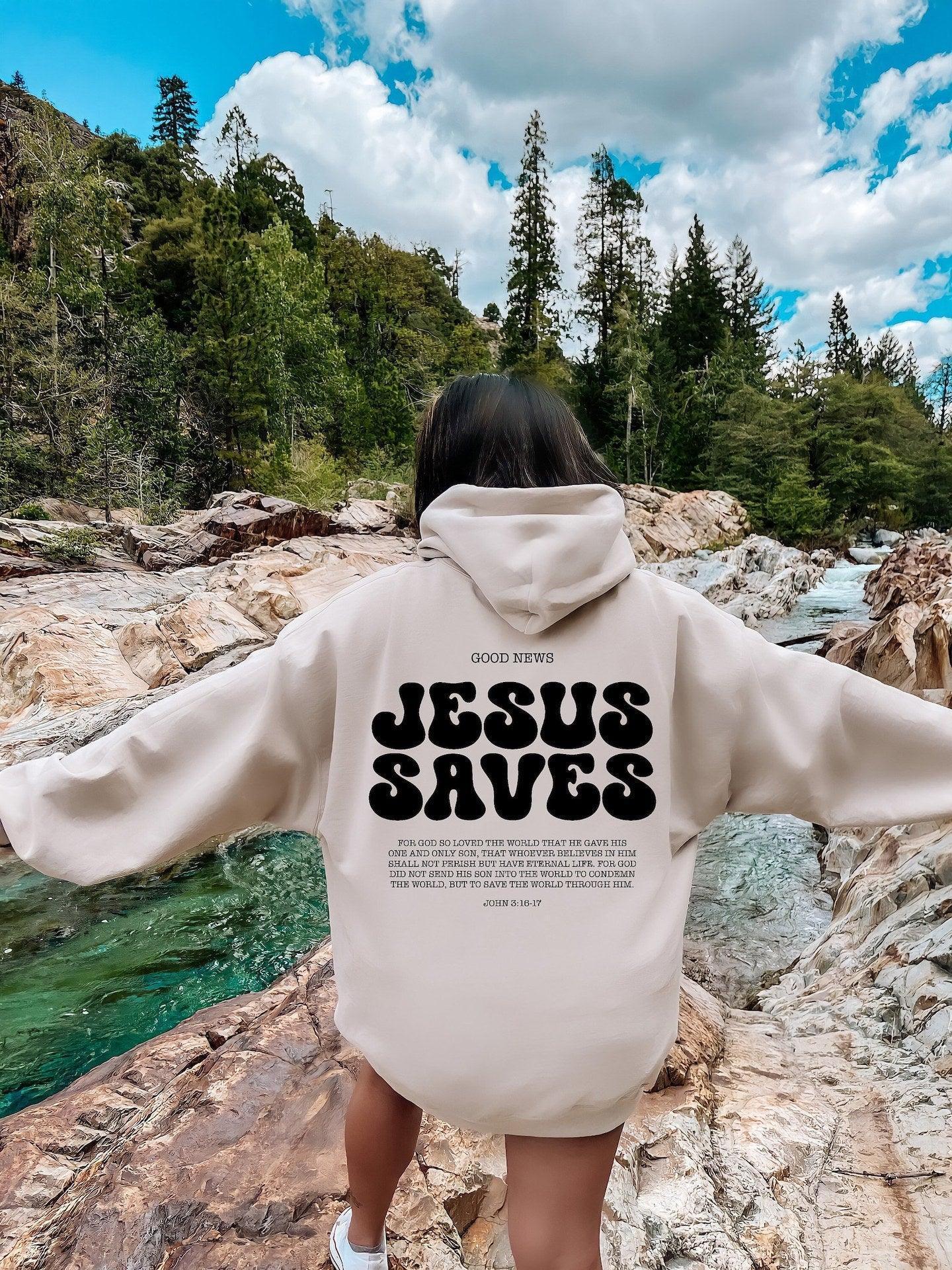 Jesus Saves Hoodie Bible Verses Church Sweater - HEPSIBAH SHOP