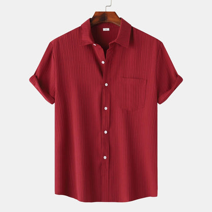 Men's Solid Color Polo Collar Short Sleeve Shirt - HEPSIBAH SHOP