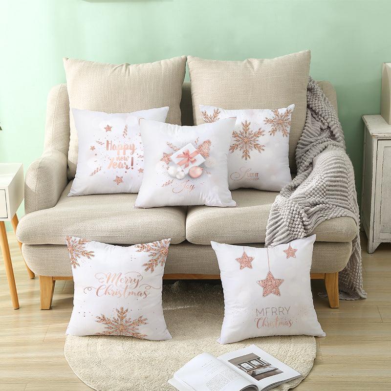 Fashion Peach Skin Velvet Snowflake Cushion Cover