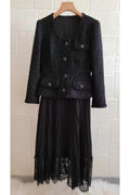 V-neck Long Sleeve Lace-up Cinched Patchwork Two-piece Dresses Women - HEPSIBAH SHOP
