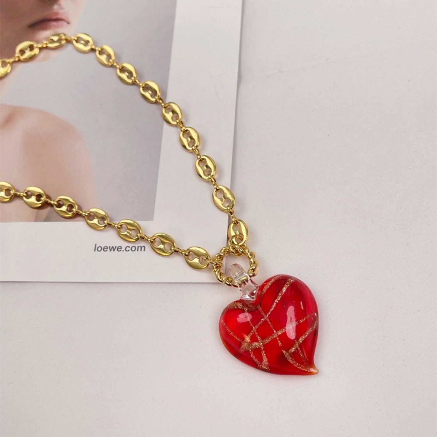 Women's Fashion Red Heart Necklace - HEPSIBAH SHOP